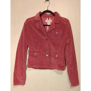 Aeropostale Vintage Burgundy/Mauve Velvet Jacket Blazer Logo Buttons Women Med